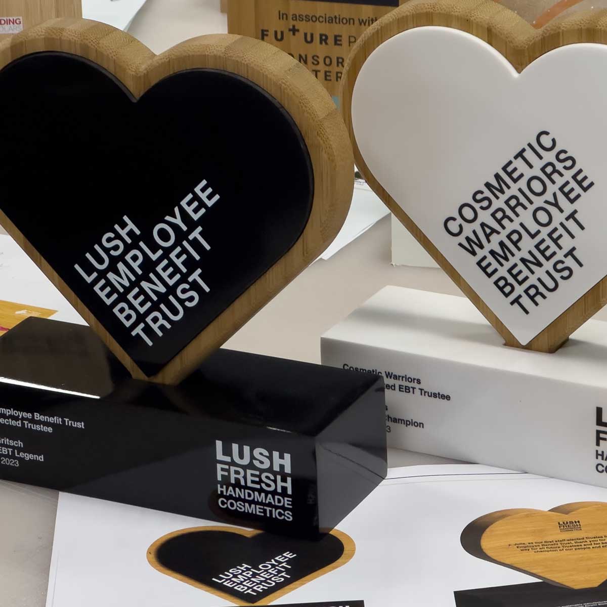 Lush Cosmetics Bespoke Awards produced from recycled resin