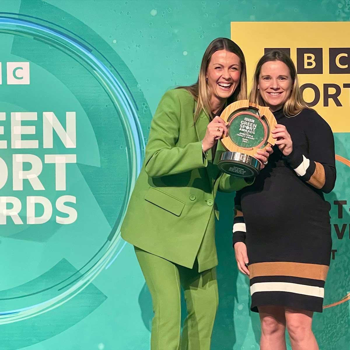 Custom BBC Green Sport Awards with recycled glass and bamboo