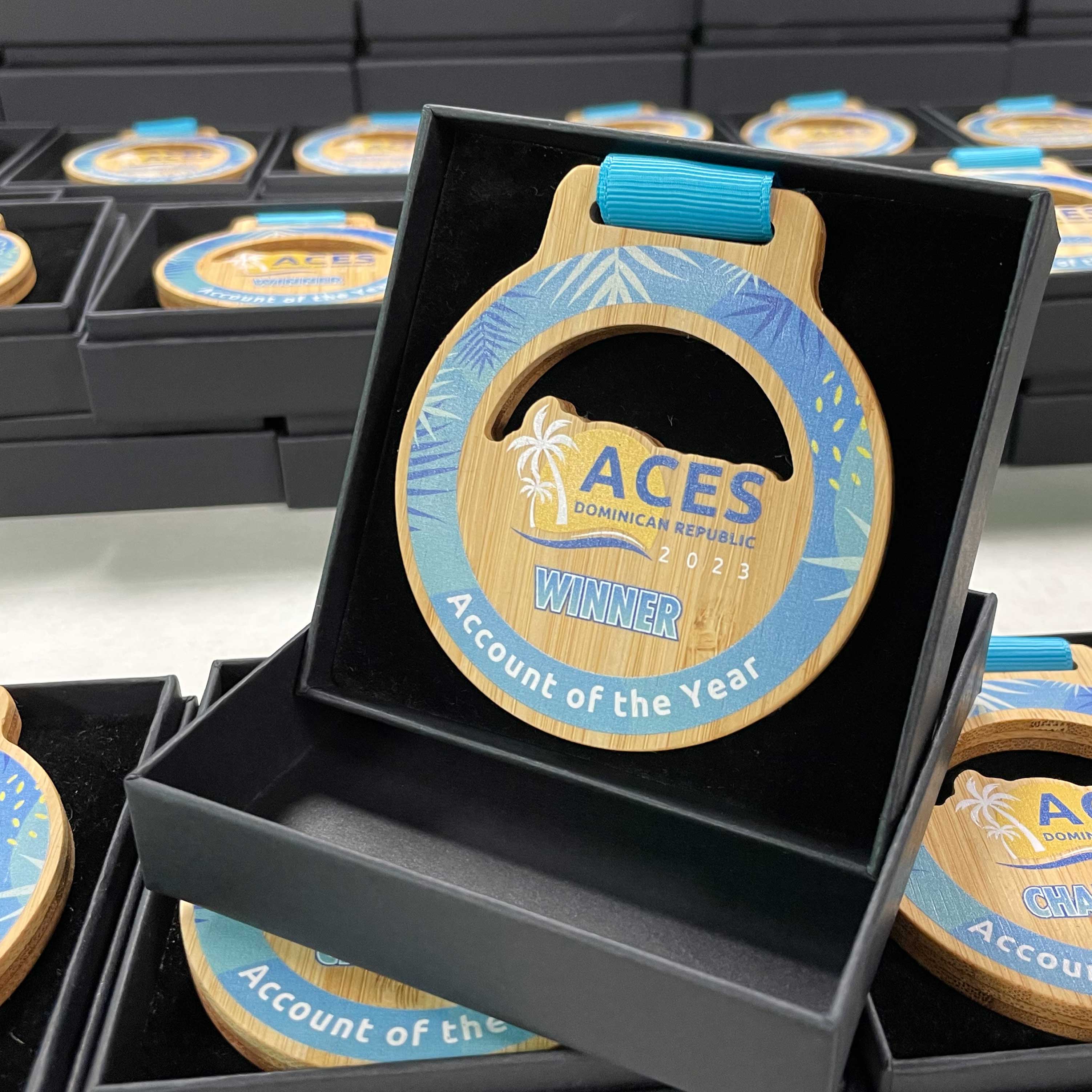 Aces sustainable quality medals with printed design