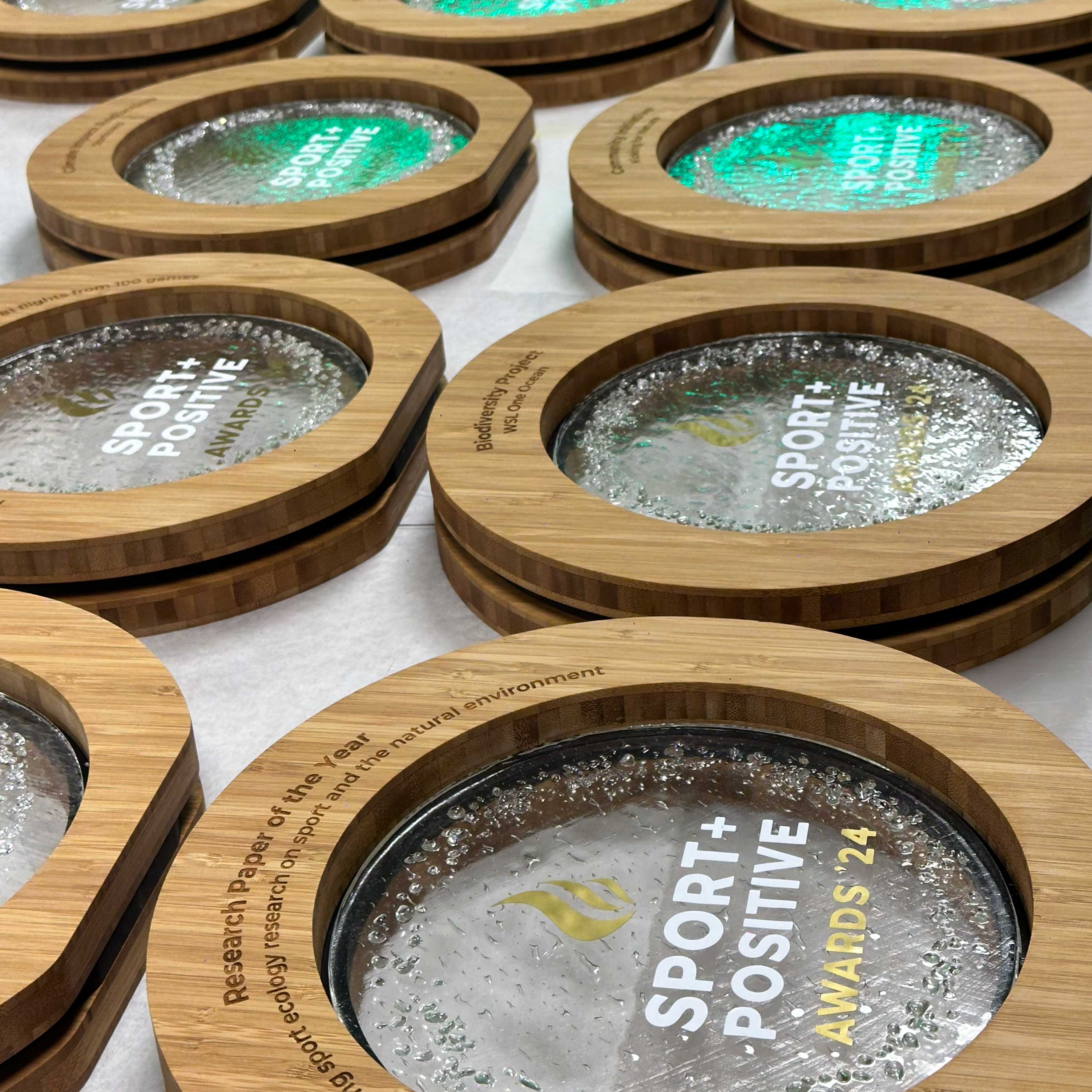 Sports positive awards in manufacture ready to despatch to winners