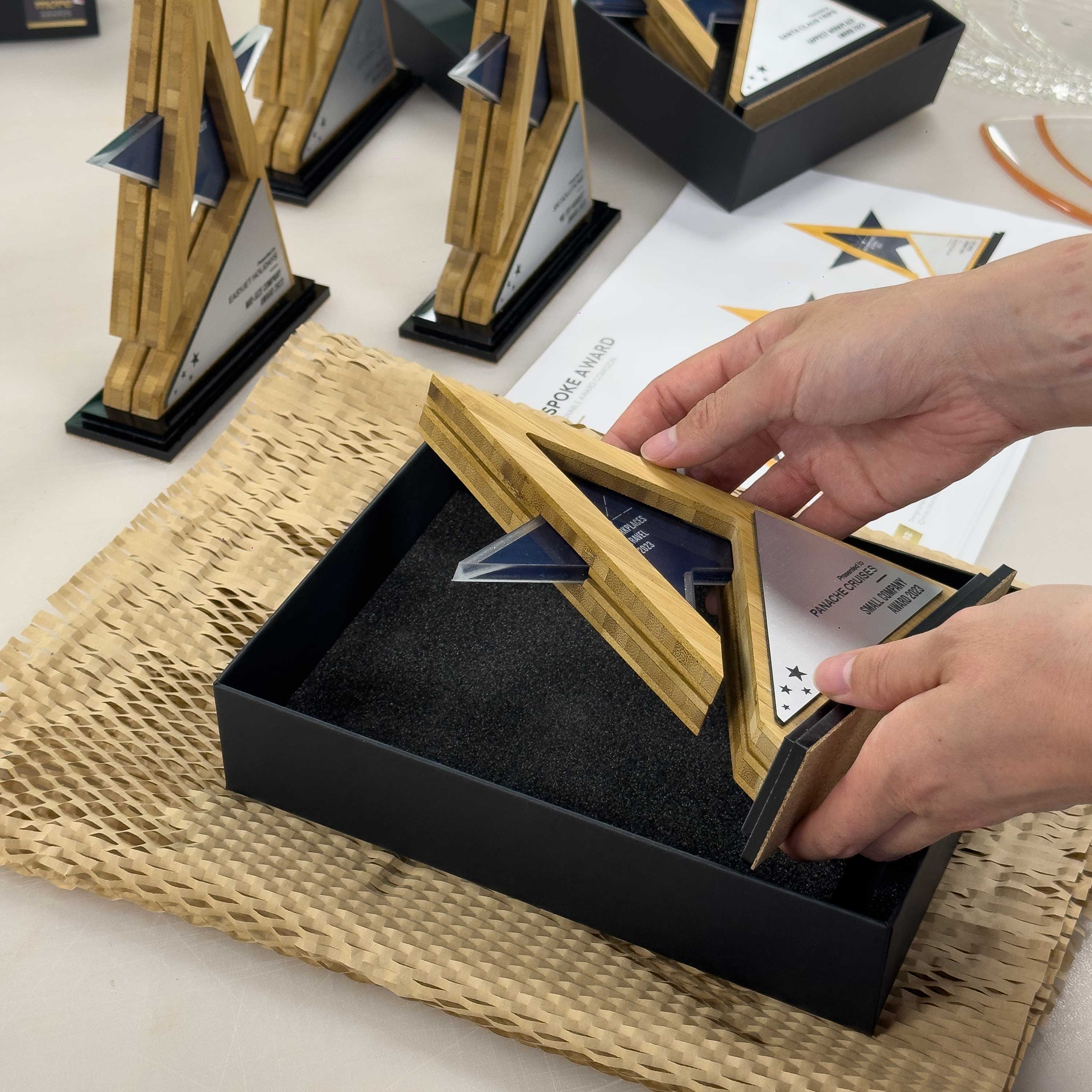 Star shape custom awards made for corporate event