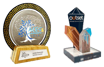 Examples of bespoke awards made from bamboo timber and acrylic